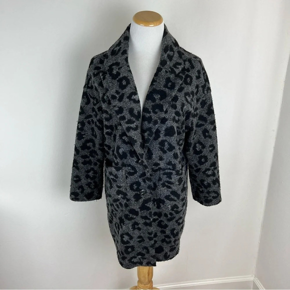 Madewell Texture & Thread Blazer Coat in Jungle Cat animal Print Gray XXS - Picture 3 of 6